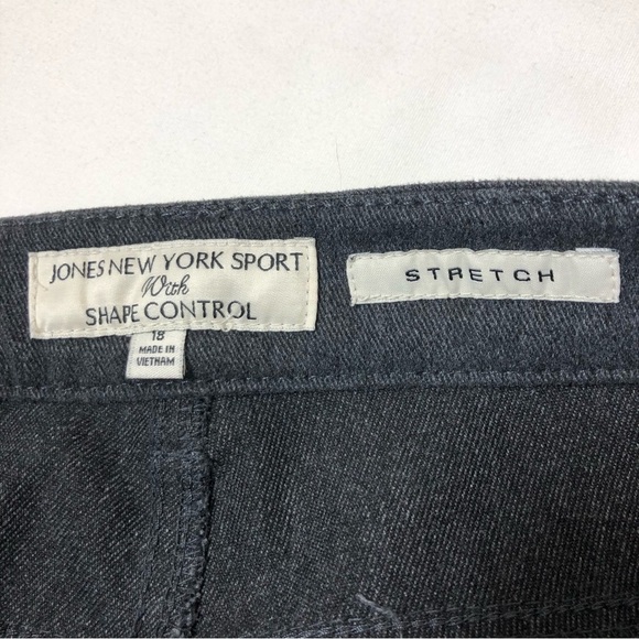 Jones New York Sport Cotton Blend Shape Control Slimming Panel Charcoal Jeans 18 - Picture 10 of 16